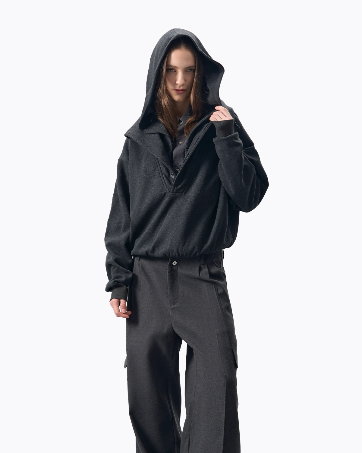 The High-Neck Hooded Pullover