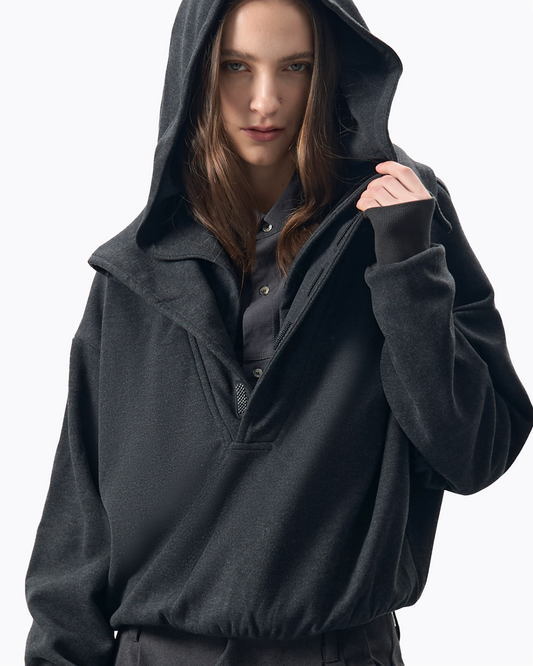 The High-Neck Hooded Pullover
